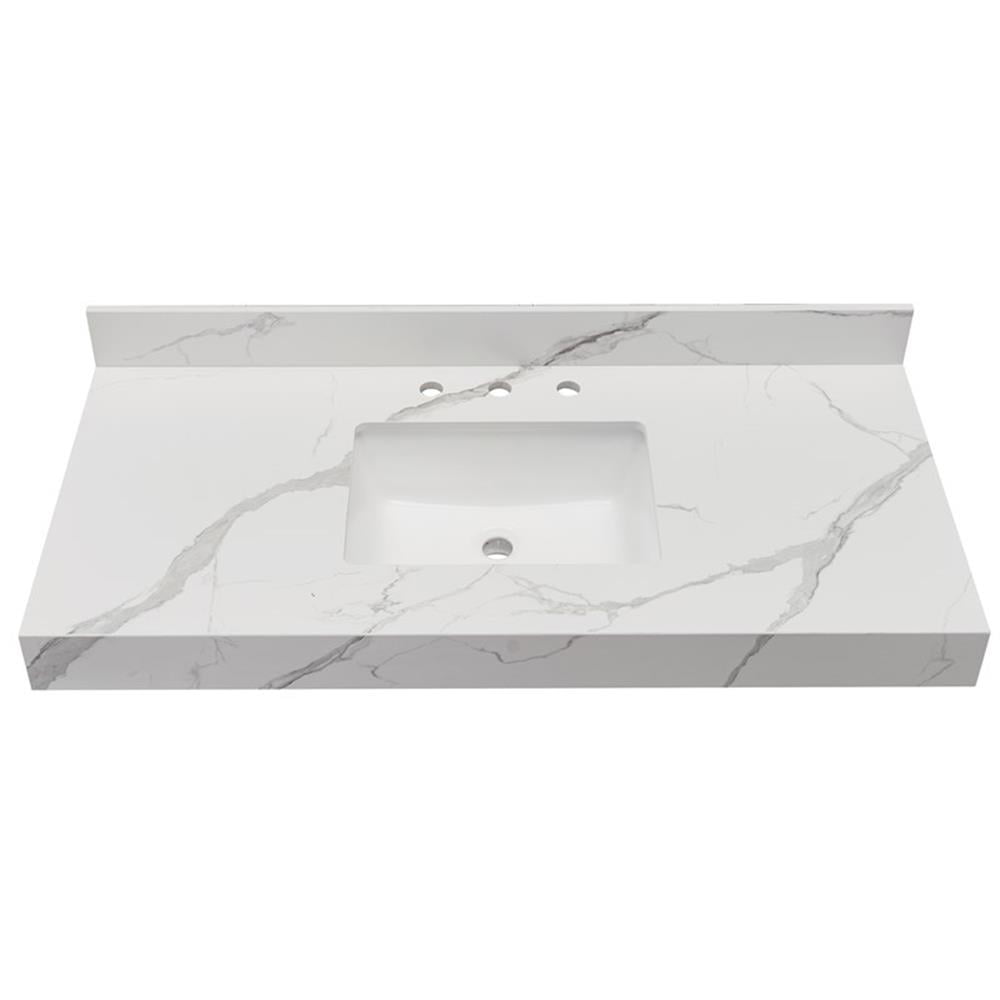Marseille 48'' Calacatta White Engineered Marble Vanity Top with Sink