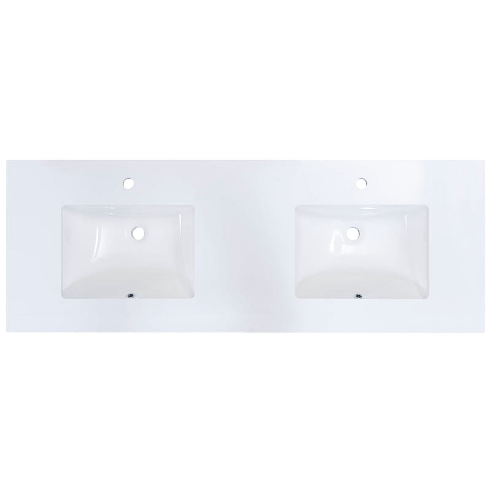 Snow White Stone Double Vanity Top with Sinks, 61"