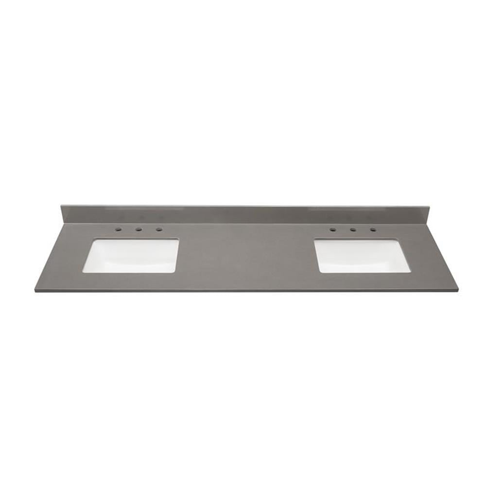 Madrid 73'' Concrete Gray Double Vanity Top with White Sinks
