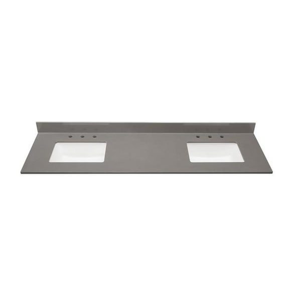 Altair Design 73 in. Stone effects Vanity Top in Concrete Grey with White Sink