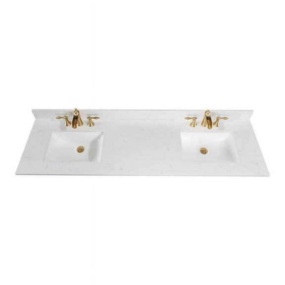 Altair Design 73 in. Stone effects Vanity Top in Jazz White with White Sink