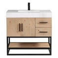 thumbnail image 1 of Altair Design Bianco 36" Wood Vanity w/ White Composite Stone Top in Light Brown, 1 of 17