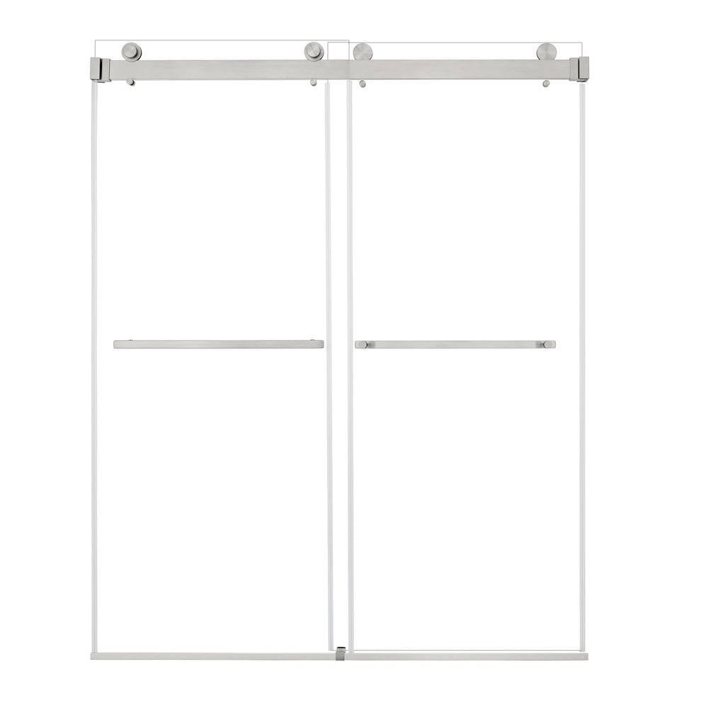 Bolani Frameless Clear Glass Shower Door with Brushed Nickel Hardware