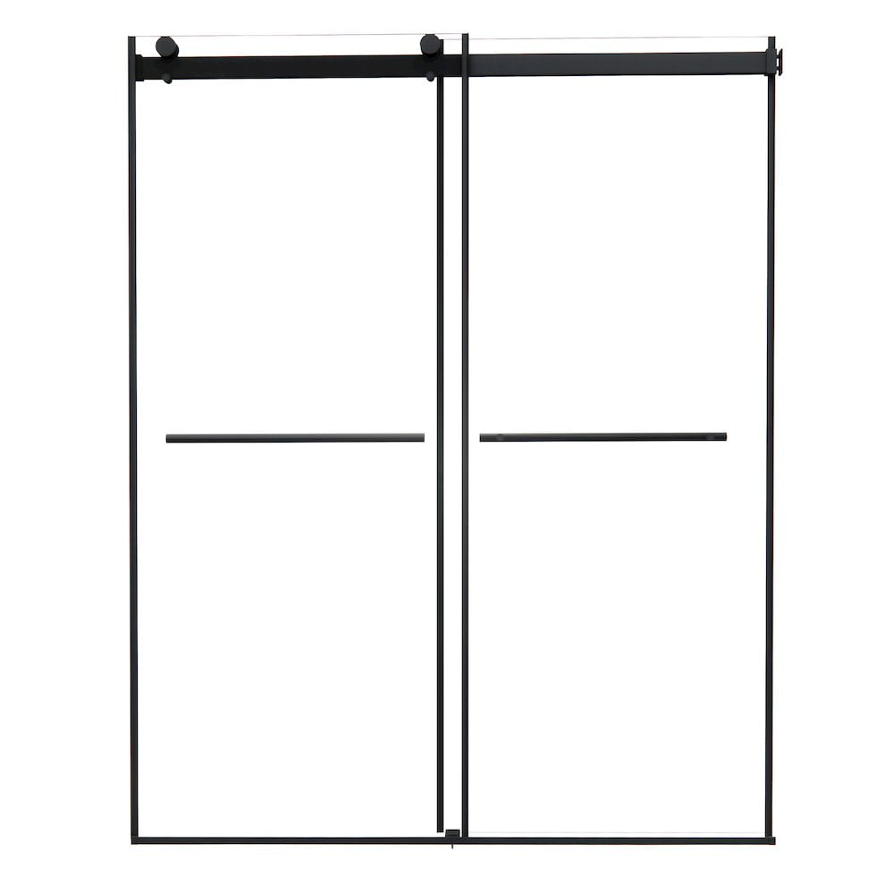 Belizzi 60" Matte Black Frameless Shower Door with Clear Glass