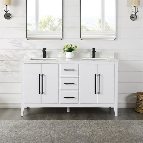 Altair Design Laurel 60" Wood Vanity without Top and Sink in in White