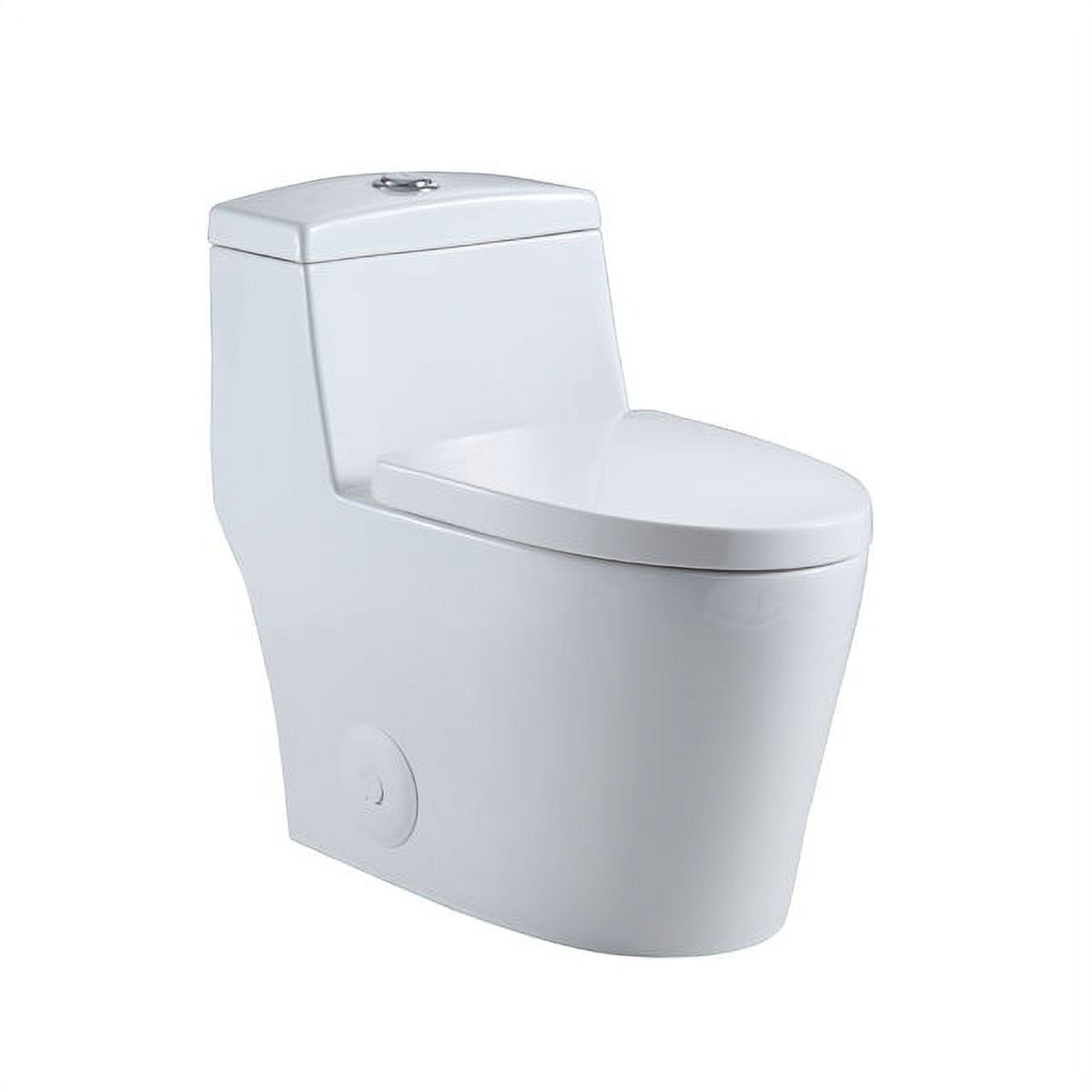 White Ceramic Dual Flush Elongated One-Piece Toilet