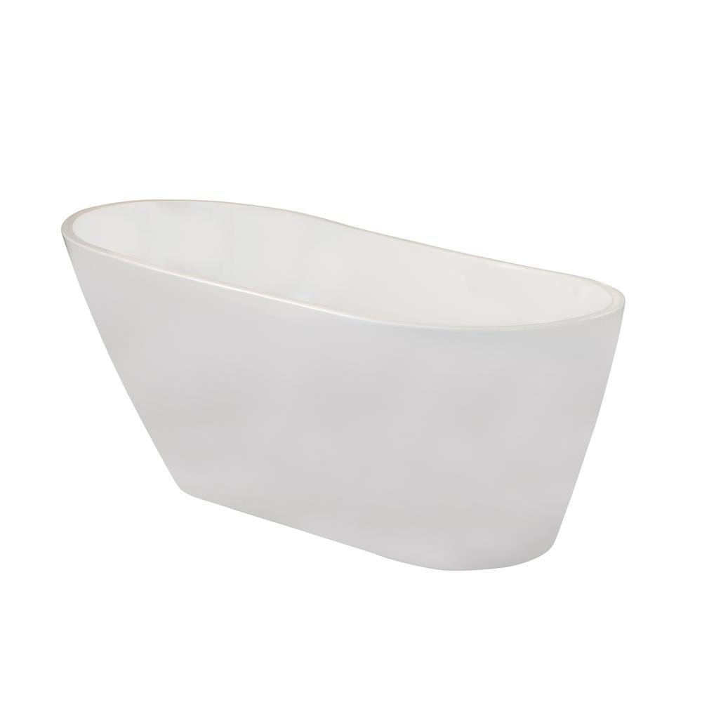 Shaia 67'' White Acrylic Freestanding Soaking Bathtub