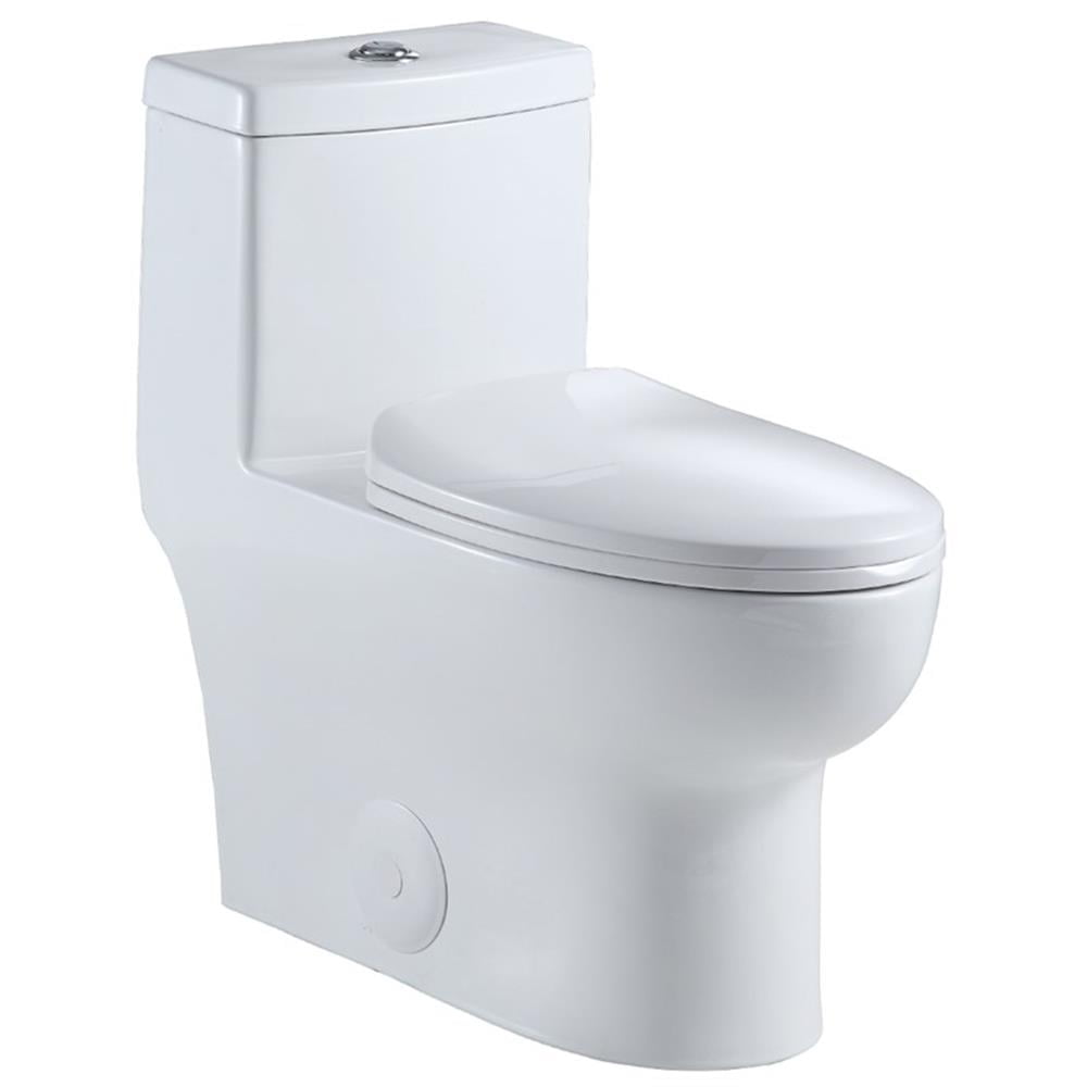 White High Efficiency Dual Flush Elongated One-Piece Toilet