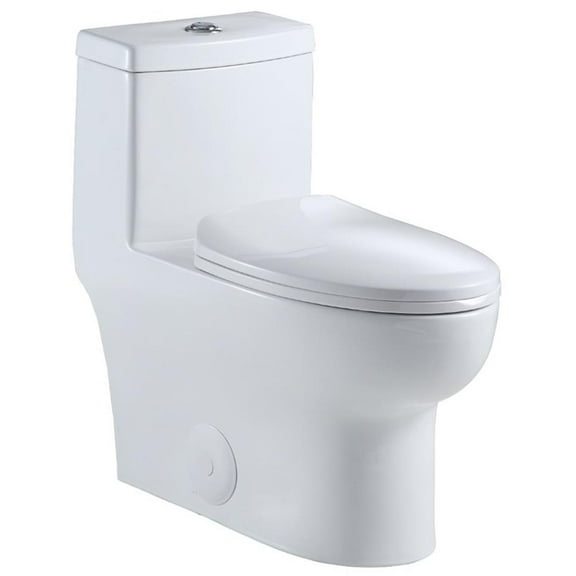 Venezia 1-Piece Dual Flush Elongated Ceramic Toilet in White Seat Included
