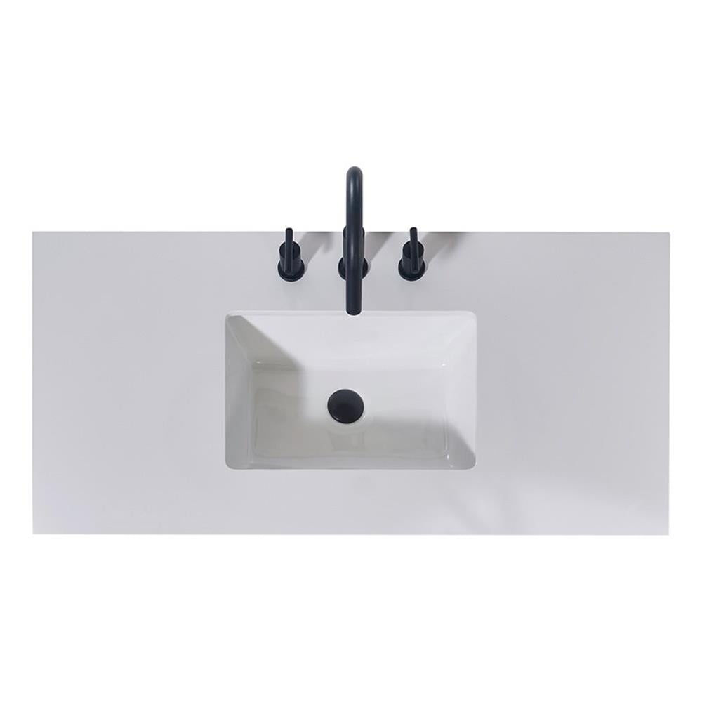 42" Snow White Ceramic Single Bathroom Vanity Top with Sink