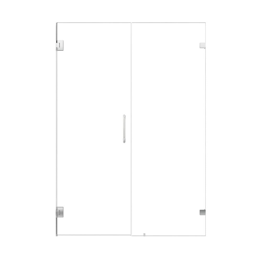 52" W x 74" H Frameless Chrome Glass Shower Door