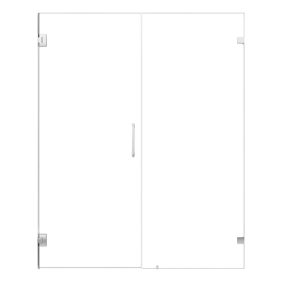 Roisin 60" W x 74" H Hinged Shower Door in Polished Chrome with Clear Glass
