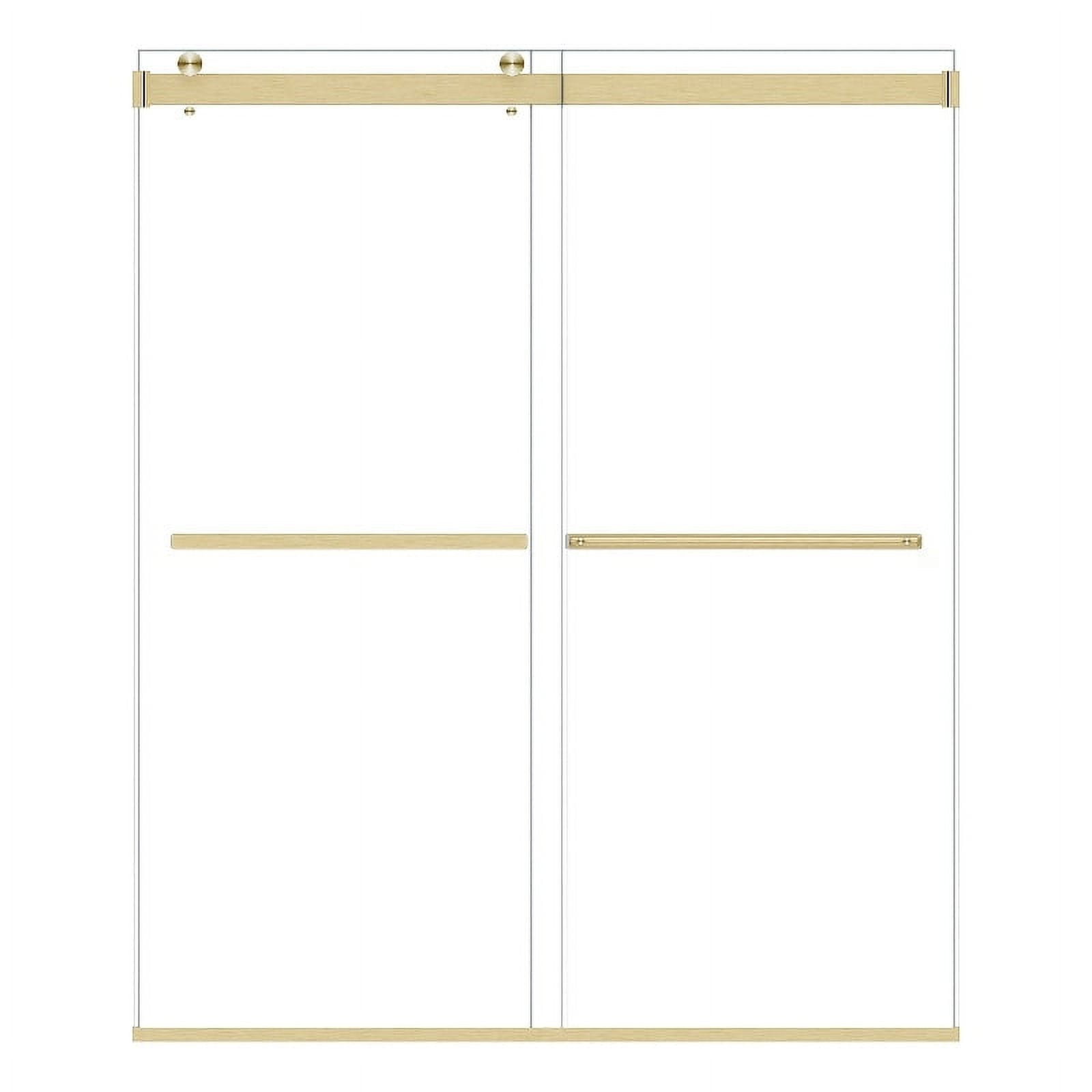 64" Gold Frameless Bypass Shower Door with Clear Glass