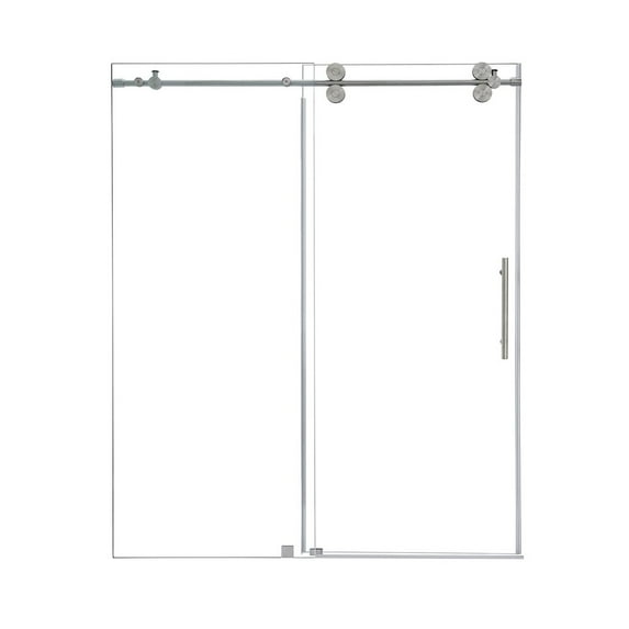 Lazaro 68" W x 78" H Sliding Shower Door in Brushed Nickel with Clear Glass