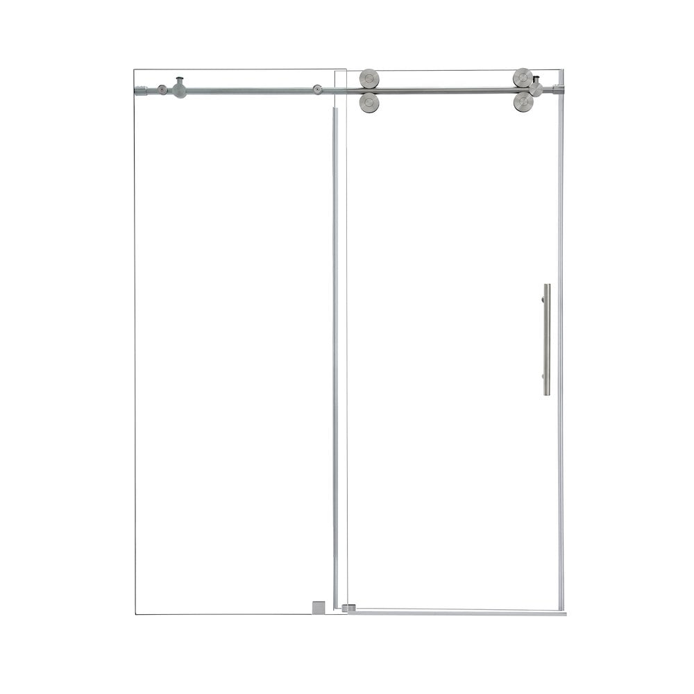 60" x 78" Nickel Frameless Sliding Shower Door with Clear Glass