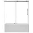 thumbnail image 1 of Lazaro 60" W x 58" H Sliding Tub Door in Brushed Nickel with Clear Glass, 1 of 7