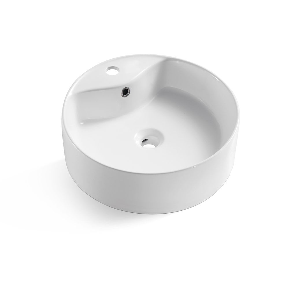 Altair 18.3'' White Ceramic Circular Bathroom Sink with Overflow