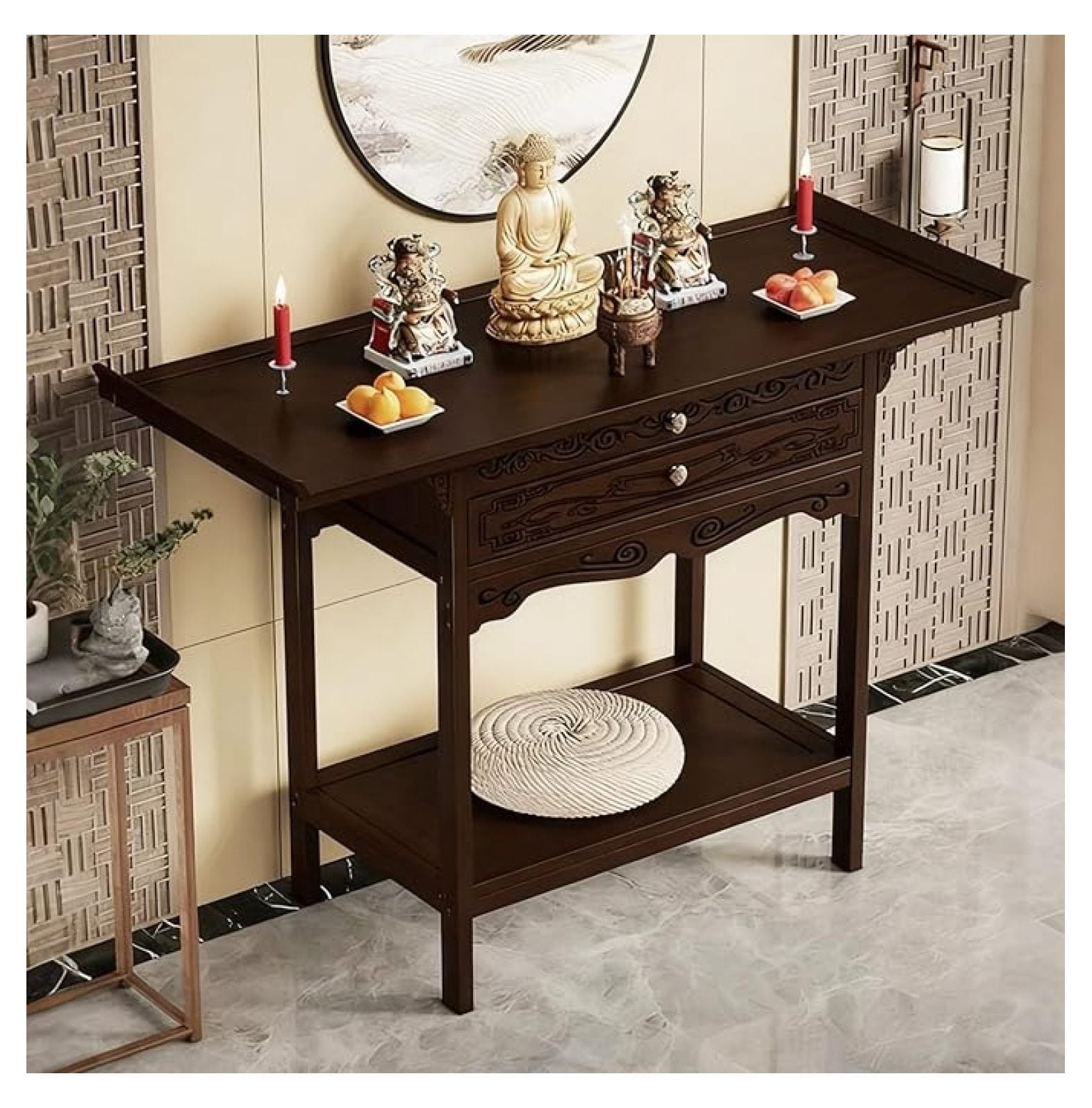 Altar Table with Drawer and Door, Buddhist Altar Cabinet with Storage ...