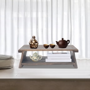 60*30*20cm 2 Tiers Altar Table Folding Meditation Table Low Coffee Table for Sitting on The Floor for Homes