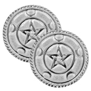 Altar Tile Silver Plated Round - 2 Pack - 3 Inches Crescent Moon Pentacle