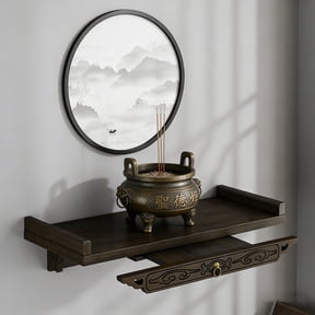 Altar Tribute Tables Personal Shrine Altar Table Bamboo Prayer Meditation Table with Extendable Tray for Small Spaces