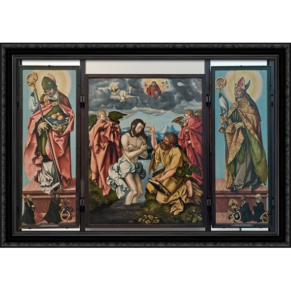 Altar of St. John the Baptist 40x28 Large Black Ornate Wood Framed Canvas Art by Hans Baldung