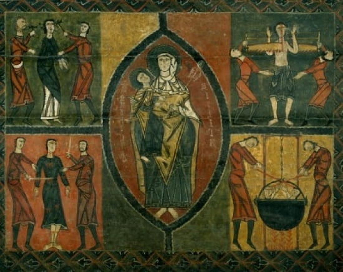 Altarpiece - Madonna and Child with the Martyrdom of Saints by artist unknown Barcelona Museu Nacional dArt de Catalunya Canvas Art - (24 x 36)
