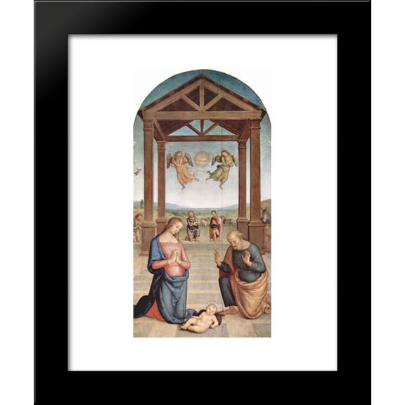 Altarpiece of St. Augustine - Adoration of the Shepherds 20x24 Framed Art Print by Perugino, Pietro