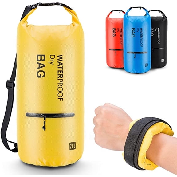 Altatac Waterproof Floating Dry Bag Backpack w/2 Exterior Zip Pocket Yellow 10L