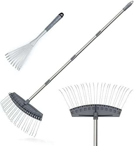 Altdoff Yard Thatch Rake Set Adjustable, Leaf Rakes 17
