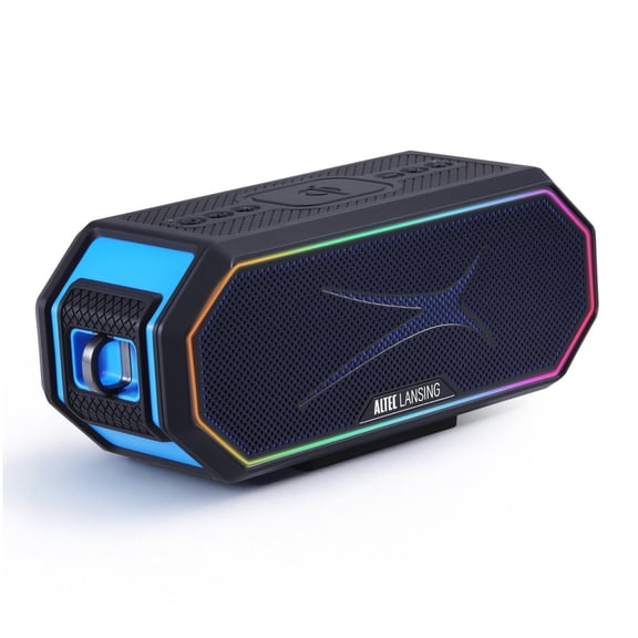 Altec Lansing HydraBlast 2.0 EverythingProof™ Bluetooth Speaker, IP67 Waterproof, 20H Battery, Qi Wireless & USB Charging, LED Lights, Party Sync, 100ft Range