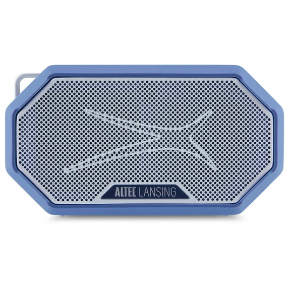 Altec Lansing HydraMini 2.0 EverythingProof Bluetooth Speaker, Waterproof IP67, Floats, 12-Hour Playtime, Built-In Magnet, Carabiner & Mount, Blue White