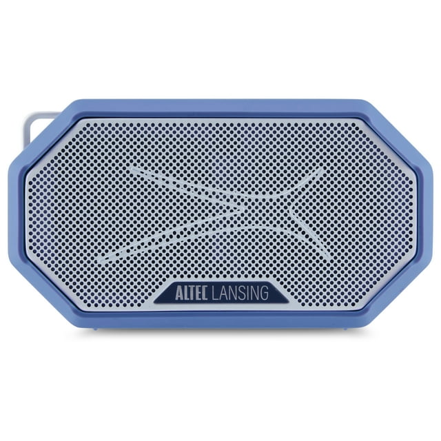 Altec Lansing HydraMini 2.0 EverythingProof Bluetooth Speaker, Waterproof IP67, Floats, 12-Hour Playtime, Built-In Magnet, Carabiner & Mount, Blue White