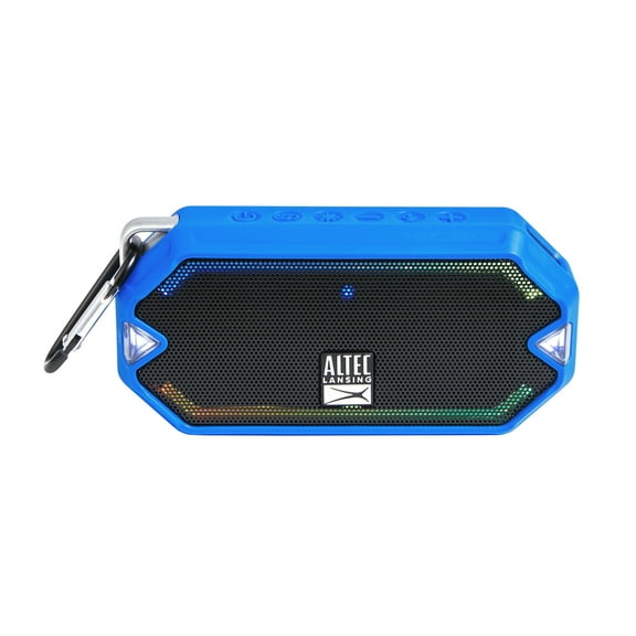 Altec Lansing HydraMini EverythingProof Wireless Portable Bluetooth Speaker, Blue, 6 Hours Playtime, LED Lights, IP67 Waterproof, IMW1000-RYB
