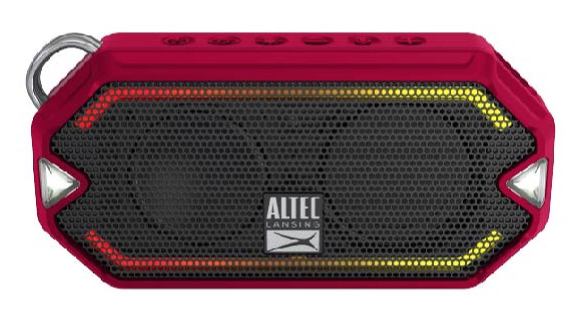 Altec Lansing HydraMini EverythingProof Wireless Portable Bluetooth Speaker, Red, 6 Hours Playtime, LED Lights, IP67 Waterproof, IMW1000-TRD