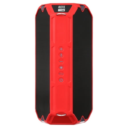 Altec Lansing HydraShock Everythingproof Portable Wireless Bluetooth Speaker, Red, 20 Hrs Playtime, IP67 Waterproof, LED Lights