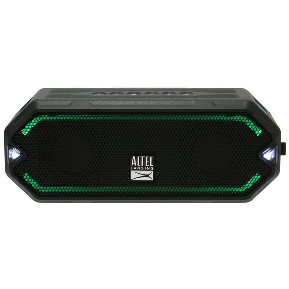 Altec Lansing IMW1200-BLK HydraJolt Everything Proof 16 Hours Playtime IP67 Waterproof Wireless Bluetooth LED Speaker Black w/ Qi Wireless Charging & Antimicrobial Protection