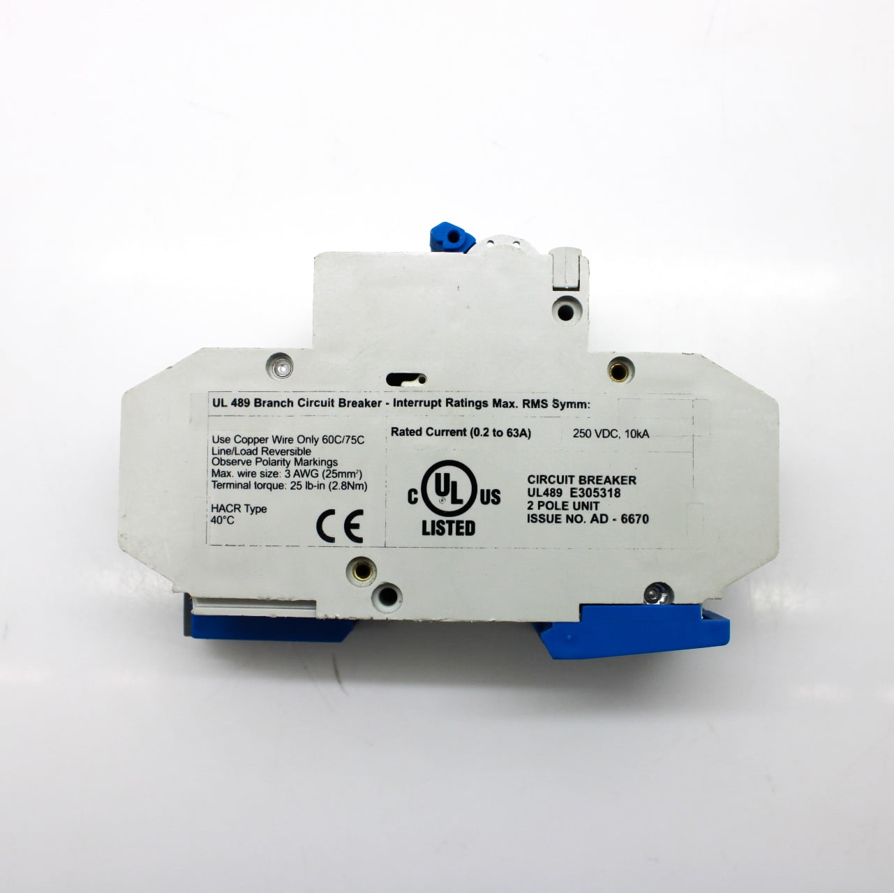 Altech Corp 2-Pole 5A DIN Rail Mount Mini Circuit Breaker DC2CU5L