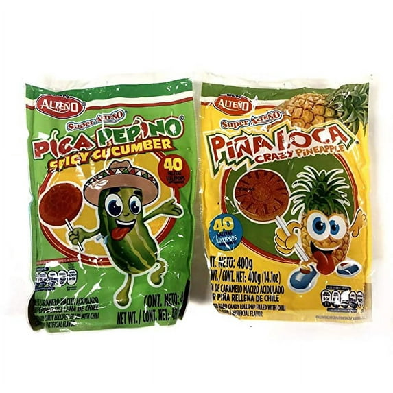 Alteno Super Cucumber With Chili Lollipop and Pineapple With Chili Lollipop 40 Ct Each