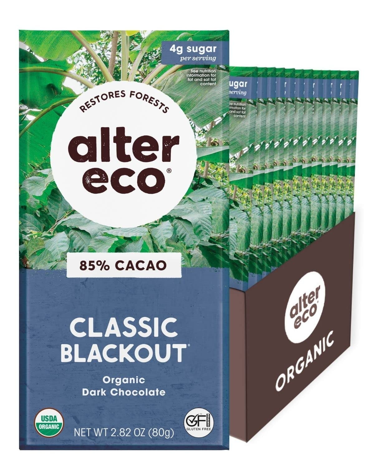 (Pack of 12) Alter Eco America Blackout Organic Dark Chocolate Bar, 2.82 oz