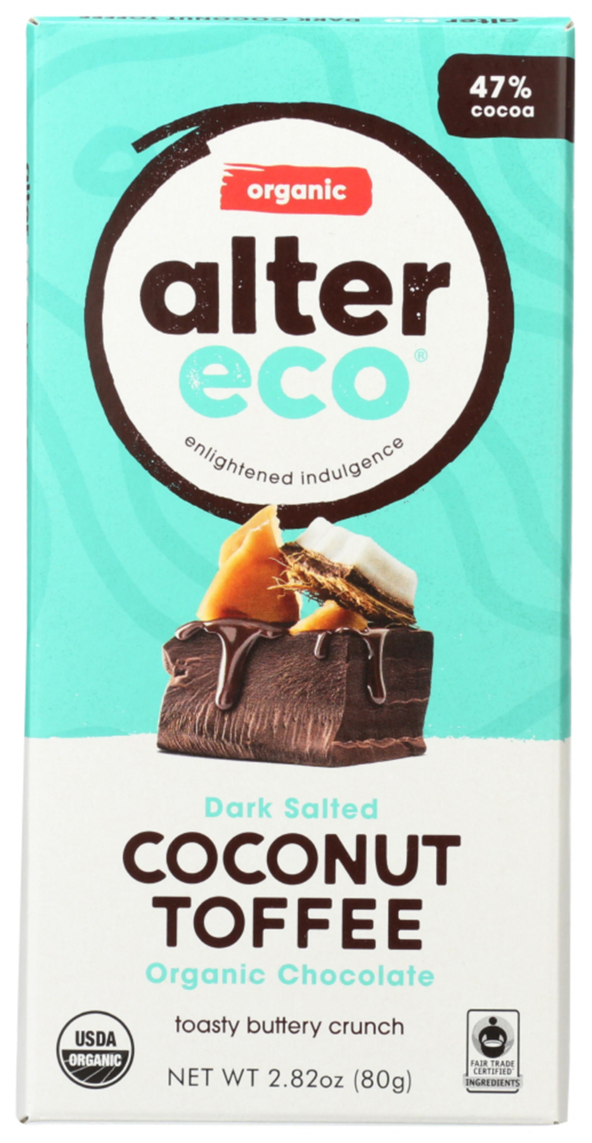 Alter Eco America Dark Coconut Toffee Organic Chocolate Bar, 2.82 oz
