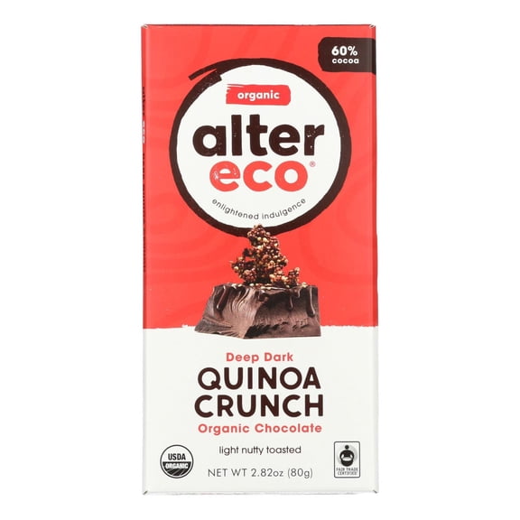 Alter Eco America Dark Quinoa Organic Chocolate Bar, 2.82 Oz