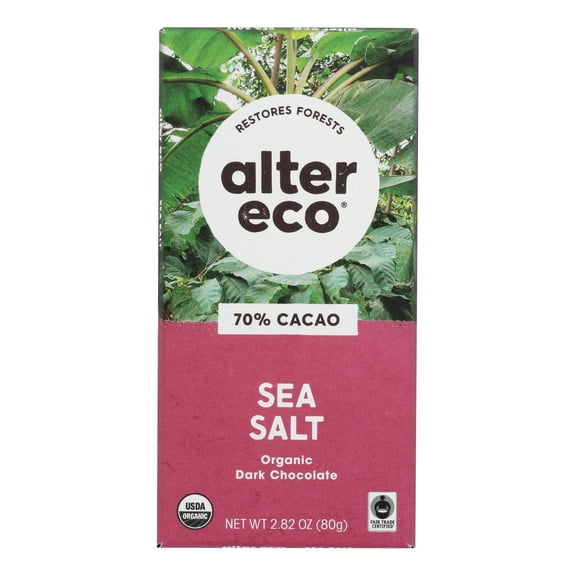 Alter Eco America Deep Dark Sea Salt Organic Chocolate Bar, 2.82 Oz