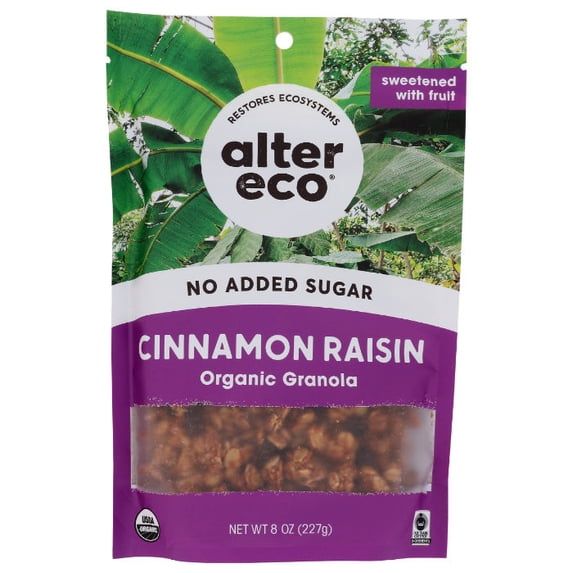 Alter Eco Cinnamon Raisin Granola, Healthy, Organic Breakfast & Snack, Naturally Sweetened with Fruit, Vegan, No Artificial Sugars