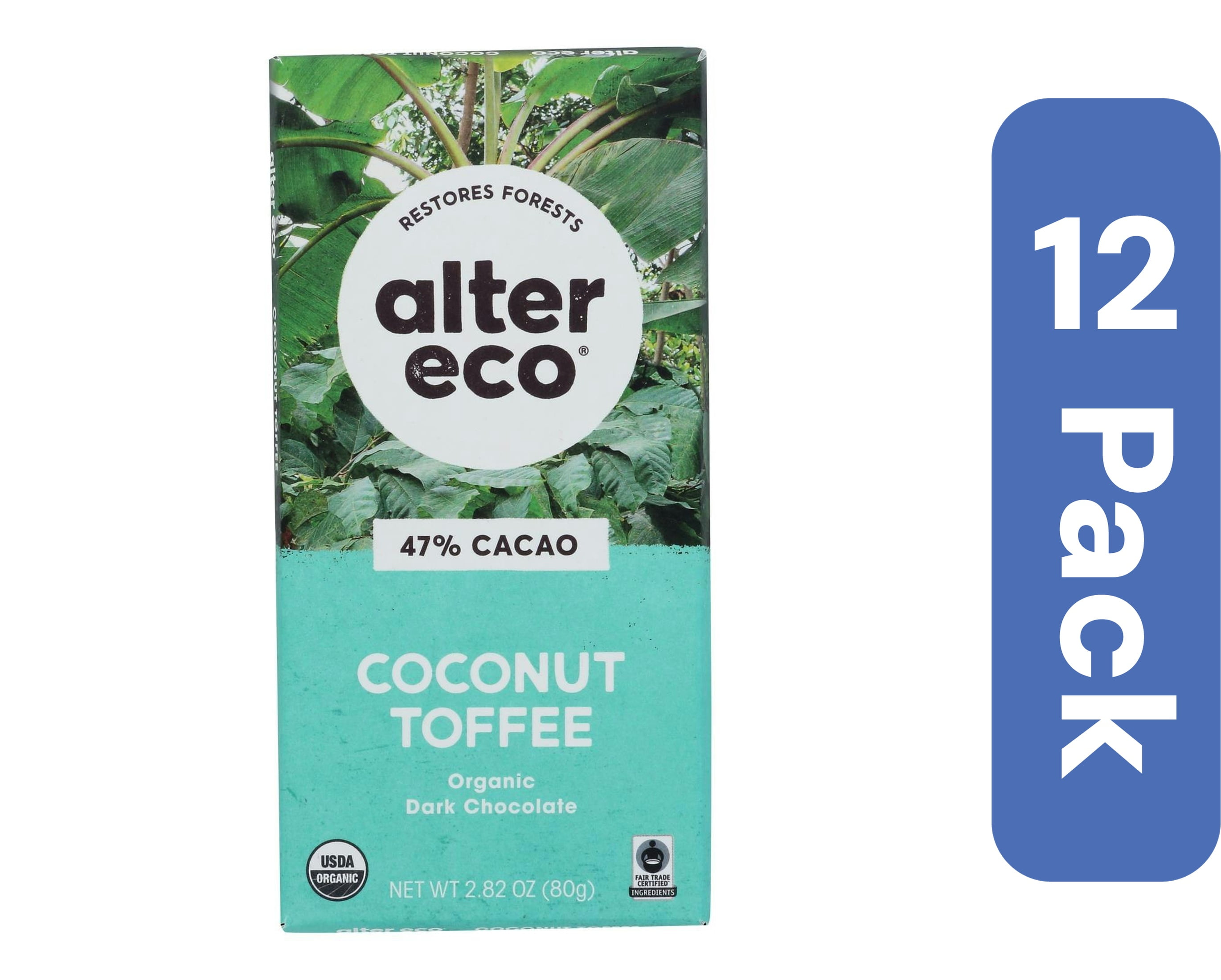 Alter Eco Dark Chocolate Coconut Toffee Organic 2.82 oz (Pack Of 12)