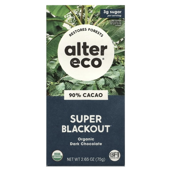 Alter Eco - Deepest Dark Super Blackout Organic Chocolate Bar , 2.65 oz