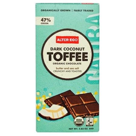 Alter Eco, Organic Chocolate, Dark Coconut Toffee, 2.82 oz (pack of 12)