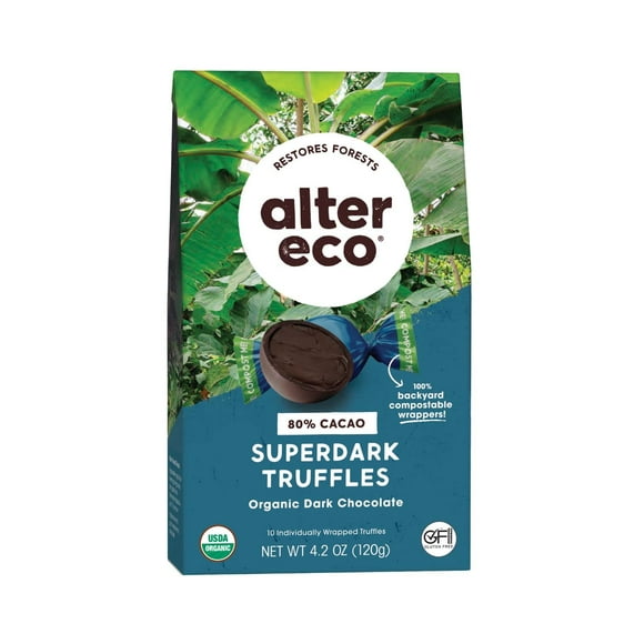 Alter Eco Organic Chocolate Superdark Truffles 80% Cocoa - 4.2 oz Pack of 4