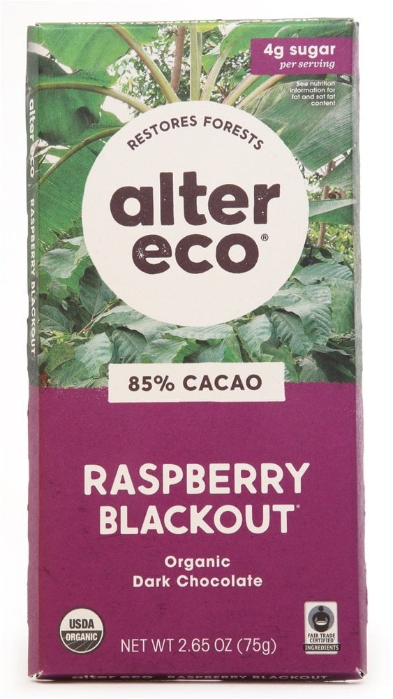 Alter Eco - Organic Dark Chocolate 85% Cacao Raspberry Blackout - 2.65 oz. Pack Of 12