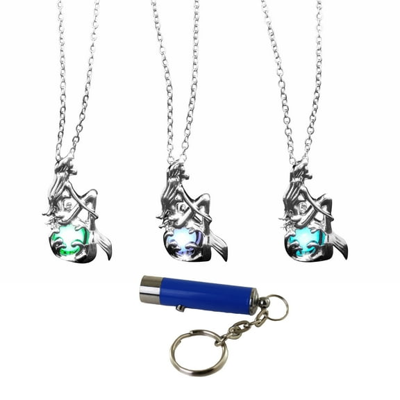 AlterImage Jewelry Mermaid Glow In The Dark Necklaces 3 Pack Green Blue & Sky Blue Includes UV Light